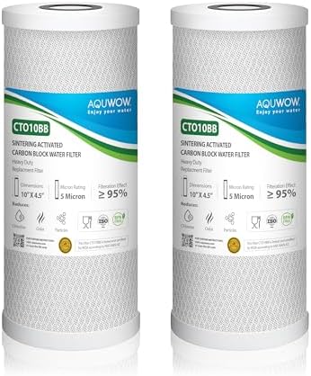 CTO10BB 5 Micron 4.5" x 10" Carbon Block Water Filter Set – Replacement Cartridges for Whole House and Under Sink Systems, Universal Standard Size (2, 10 x 4.5) by YourHealthIsOurPriority