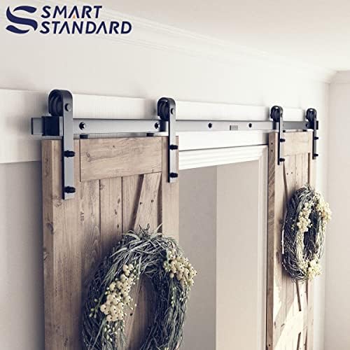 SMARTSTANDARD 8 FT Double Barn Door Hardware Kit, Fit 24" Wide Door Panel - Image 3
