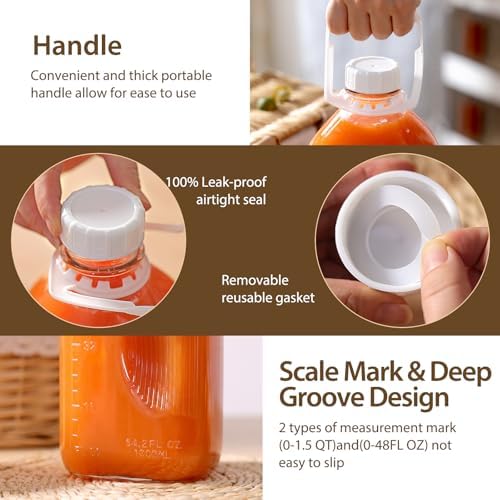 CUCUMI 2 Pack 64 Oz Glass Milk Bottle with Lid - Image 5