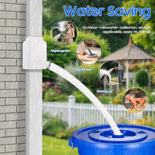Downspout Diverter, Rain Barrel Diverter Kit Fits for 3"x4" and 2"x3" Standard Downspout, Rainwater Collection System with Adjustable Valve and Filter. 5ft Hose - Image 2