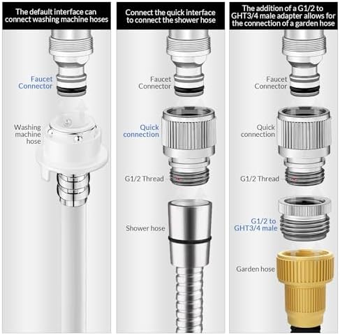 Brass Sink Faucet to Garden Hose Adapter – Quick Connect Faucet Connector for Apartments Without Outdoor Faucets, Tool-Free Installation, Chrome Finish - Image 2