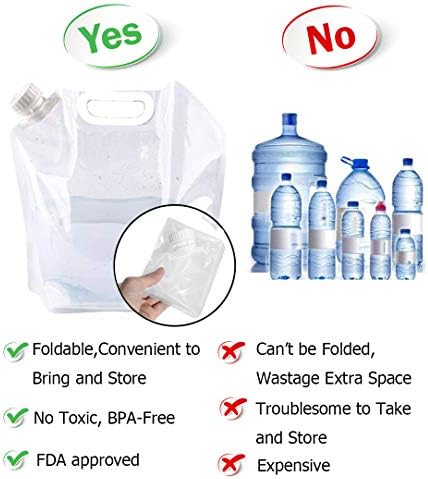 SUPANT Collapsible Emergency Water Jug Container Bag, Freezable, BPA Free Plastic Water Carrier Tank, Outdoor Folding Water Bag for Sport Camping Riding Mountaineer Backoacking, Food Grade - Image 2
