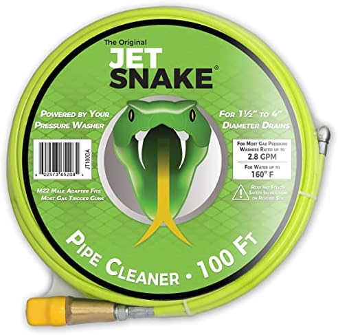100 FT Sewer Jetter for 2.0-2.8 GPM Gas Pressure Washers-Flexible Steel Braid by Unknown