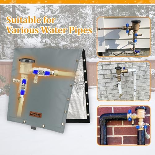 RICHIE 2-Way Opening Backflow Preventer Cover (5°F) Heavy-Duty 5-Layer Insulated Enclosure, All-Weather Protection for Outdoor Pipe, Irrigation Sprinkler Valve, Well Water Pump, 24" W x 24" H Grey - Image 6