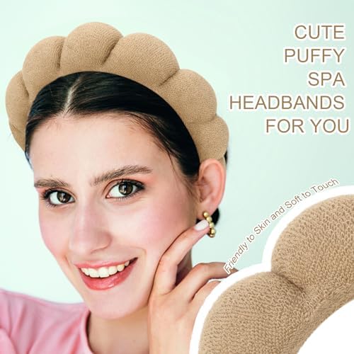 3 Pack Spa Headbands - Terry Cloth Makeup Headbands with Sponge for Skincare and Face Washing, Puffy Hair Band - Image 4