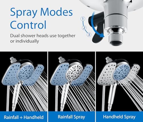 INAVAMZ Rain Shower Head with Filtered Handheld Spray Combo Chrome 1.8 GPM - Image 3