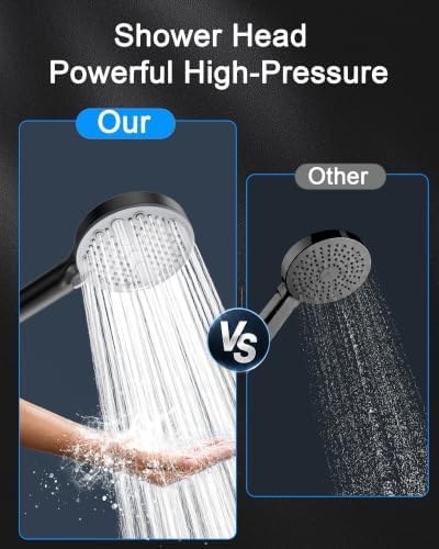 High Pressure Shower Head, Stick-on Low Mount Wall Bracket, Black - Image 2