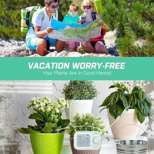 Automatic Plant Waterer Indoor Self Watering System for 15 Potted Plants, Auto Drip Irrigation Kit Programmable Water Timer with Smart Humidity Detection, Green - Image 6