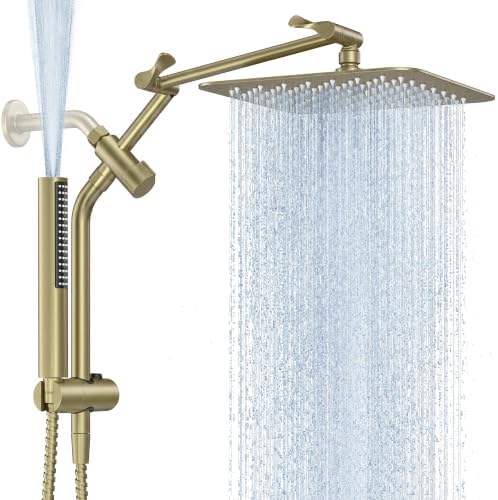 Veken All Metal 10" Luxurious Gold Rain Shower Head with Handheld,Power Jet by Veken