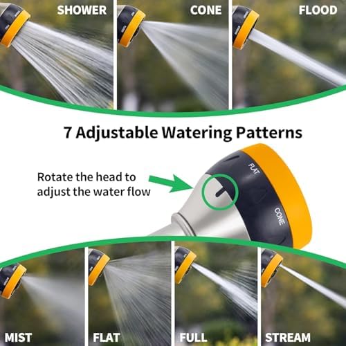 AUTOMAN Garden Nozzle Sprayer, 2 Pack High Pressure Spray Nozzle, 100% Metal Water Hose Nozzle, 7 Patterns Watering Nozzle, Heavy Duty Sprayer Garden Nozzle for Watering Plants & Lawns, Washing Cars - Image 4