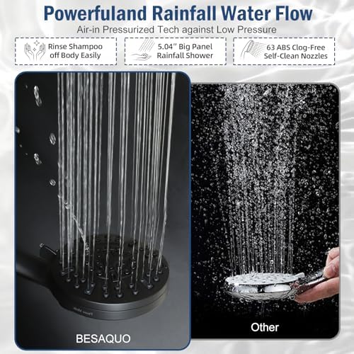 BESAQUO 9 Settings High Pressure Magnetic Shower Head with Handheld - Image 3
