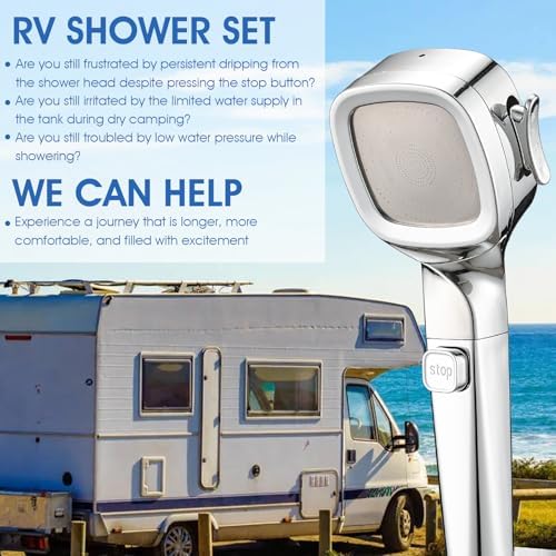 RV Shower Head with Hose and On Off Switch, Chrome - Image 2