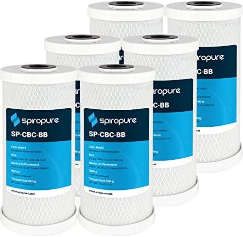 SpiroPure SP-CBC-BB 10x4.5 1 um Carbon Block Water Filter CB-45-1001 6 Pack by SpiroPure