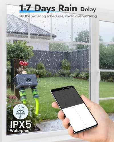 Insoma 2-Zone WiFi Water Timer for Garden Hose, WiFi Hose Timers with Brass Inlet, No-Gateway 2.4GHz Remote APP & Voice Control (Alexa/Google), Rain Delay & Manual Mode for Yard Lawn Garden Watering - Image 6