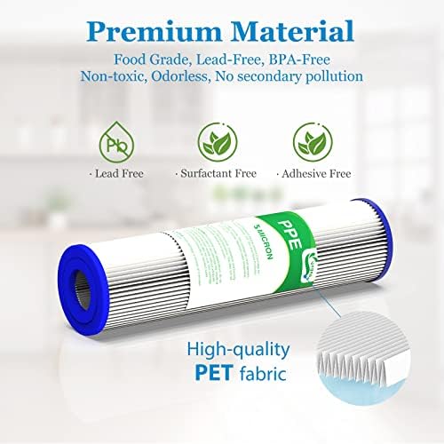 5 Micron Water Filter 10" x 2.5", Pleated Sediment Filters, 6-Pack - Image 4