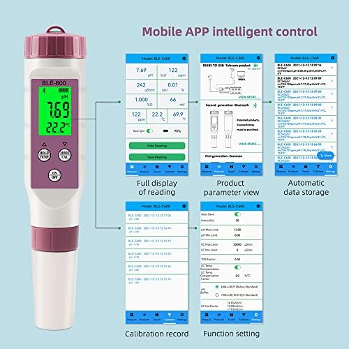 7 in 1 PH Meter PH Tester,0.01 High Accuracy Digital PH Meter for Water,PH/TDS/EC/ORP/S.G/Salt/Temp Tester,TDS Meter Water Tester for Drinking Water,Hydroponics,Plants,Aquarium and Pool - Image 5