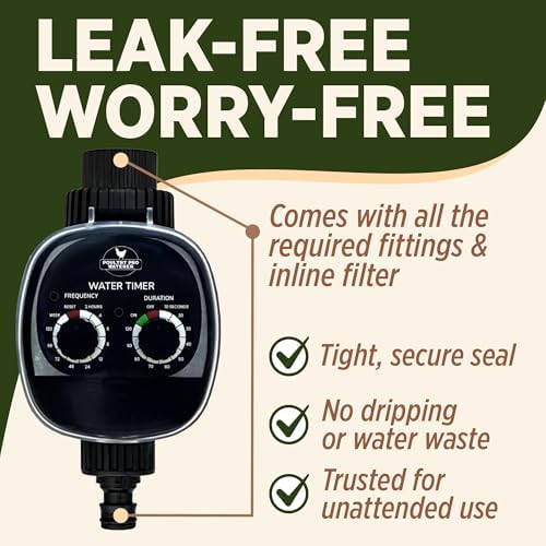 Poultry Pro Water Timer, Customized Electronic Water Timer for Garden Hose with Duration & Frequency, Watering Timers for Animals, Plants, Hands-Free Watering System, 2 AAA Battery (Not Included) - Image 5
