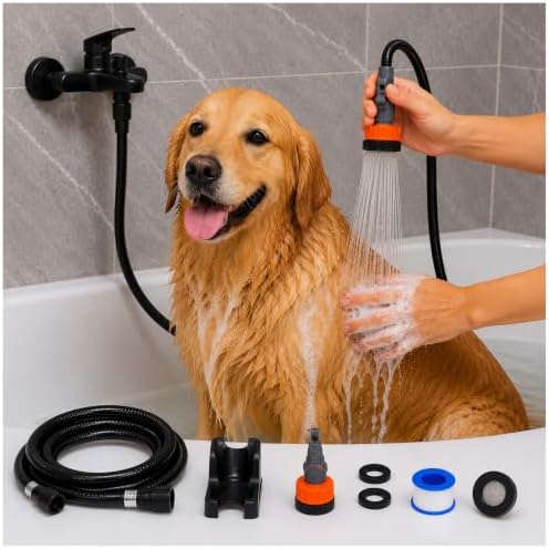 Dog Shower Attachment Dog Wash Hose Attachment with 2High Pressure Sprayer by Unknown