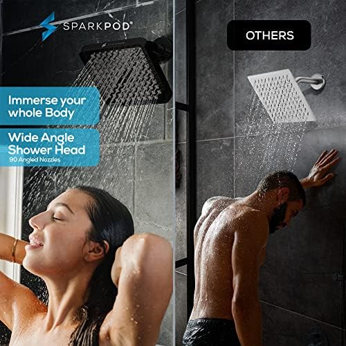 SparkPod Rain Shower Head, 8 Inch Square, Midnight Black Matte Finish - Image 2