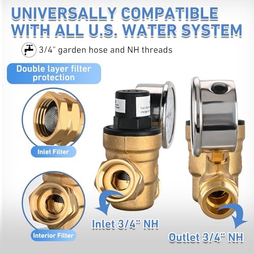 Nilight RV Water Pressure Regulator for RV Camper, Water Hose Pressure - Image 5