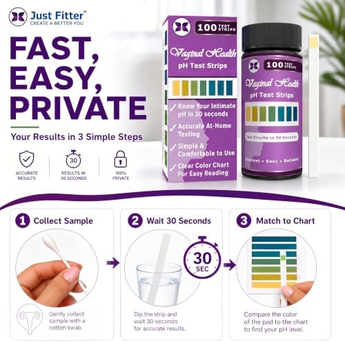 Just Fitter Vaginal pH Balance Test Strips. Personal Wellness Kit for Women. Supports Feminine Hygiene, Body Balance Awareness, and Everyday Confidence – 80 + 20 Strips - Image 4