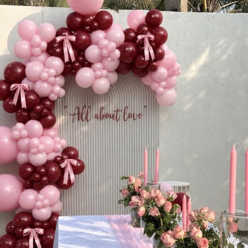 Burgundy Pink Balloon Arch Kit for Birthday Party Decorations - Image 2
