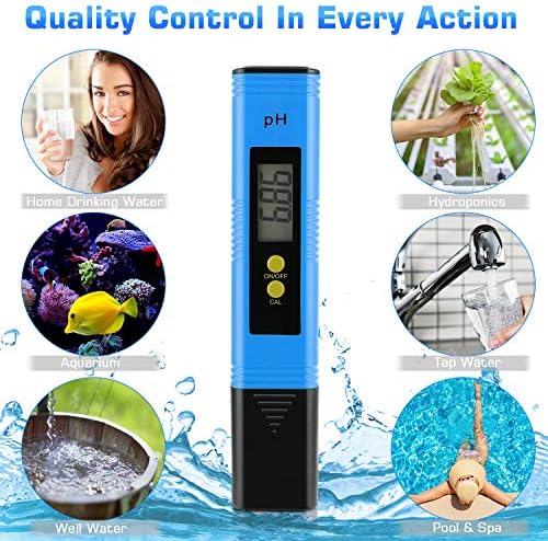 PH Meter for Water Hydroponics Digital PH Tester Pen 0.01 High Accuracy Pocket Size with 0-14 PH Measurement Range for Household Drinking, Pool and Aquarium (1, Blue, Normal) - Image 4