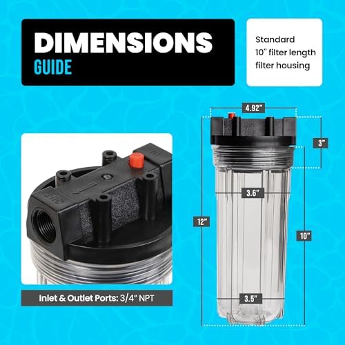Cold Plunge Water Filter System 10" Housing 3/4" NPT Ports, 2x50 Micron - Image 3