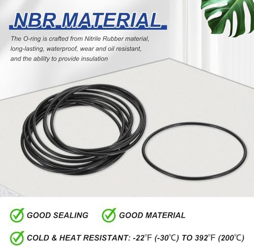 PATIKIL Silicone O Rings, 10 Pcs 3.5" OD 3.3" ID 0.12" Width Sealing O Ring Gasket Washers for Bathroom Sink Compressor Valves Pipe Hose Repair, Black (90x83.8x3.1mm) - Image 3