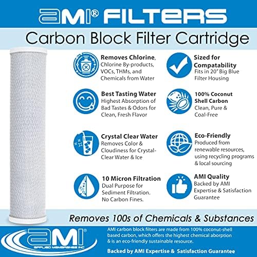 APPLIED MEMBRANES INC. 4.5" x 20" Carbon Water Filter | Whole House or Commercial Water Filtration System Replacement Filter | Chlorine Taste Odor Removal | Fits 20" Big Blue Housing | H-F4220AC - Image 4