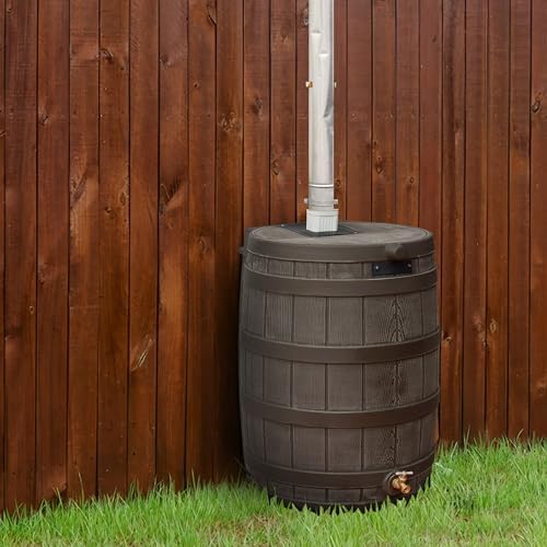 Good Ideas Rain Wizard Water Collection Barrel, 50 Gallon, Oak, 2 Pack - Image 4