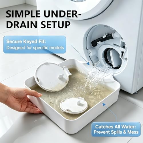 Universal Front-Load Washing Machine Drain Pan, Washing Machine Drain Tray,Low Profile Washer Water Catch Guide Parts,Easy Installation for Basements, Apartments, Mobile Homes.(1pc-White) - Image 2