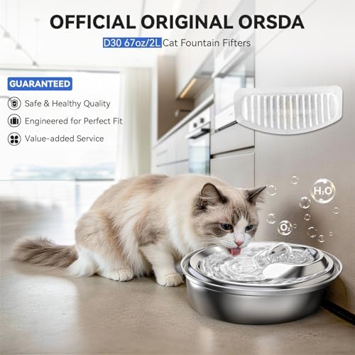 ORSDA Cat Water Fountain Filters, Replacement Carbon, Resin Filter ONLY for D30 67oz/2L Automatic Cat Fountain Dog Water Dispenser, 4 Filtration System (12PCS Filters） - Image 2