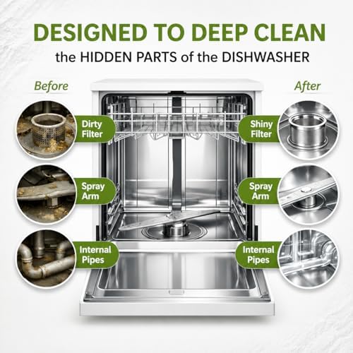 Dishwasher Cleaner and Deodorizer XL Tablets – Heavy-Duty Descaler & Odor Remover for Hard Water, Removes Spots & Residue, Enhance Drying & Shine, 12 Pack (1 Year Supply) - Image 4