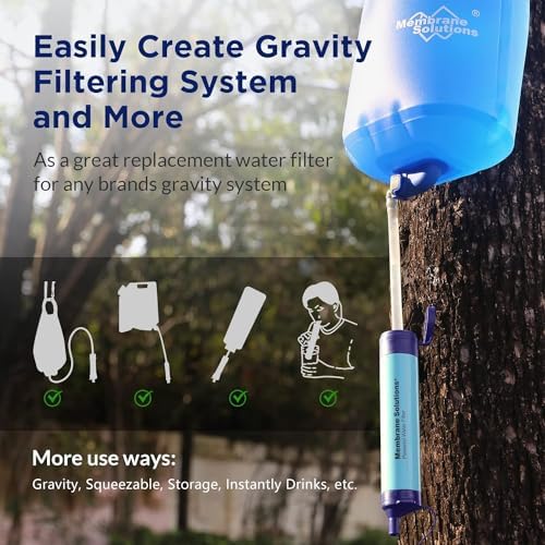 Membrane Solutions Pro 6L Camo Gravity Water Filter with 4 Extra S1 Blue Water Filter Straws, Survival Filtration Portable Gear, Emergency Preparedness, Supply for Drinking Hiking Camping Team Family - Image 3