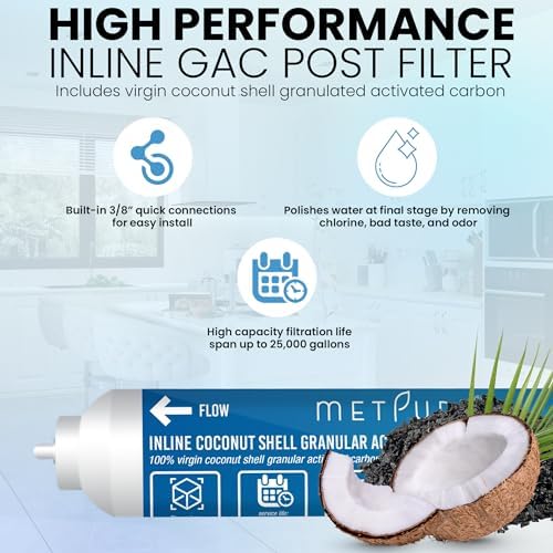 Metpure GAC Inline Filter Conversion 1/4" to 3/8” Big Flow Kit. Increase & Double Water Filtration Faucet Flow Rate of RO Reverse Osmosis System. Complete Kit with Filter, Tubing, and Quick Connectors - Image 4