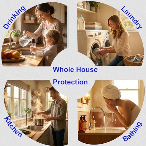 3-Stage Whole House Water Filter System, 20x4.5 Inch, Includes 2 Sets of PP, KDF & CTO Carbon Block, Heavy Metal Reduction, 1" NPT Brass Ports, - Image 7