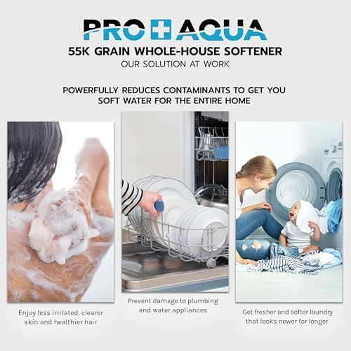 PRO+AQUA Heavy Duty Whole House Water Softener System – 55,000 Grain Capacity, Premium Long-Lasting Resin, 1" Ports - Image 4
