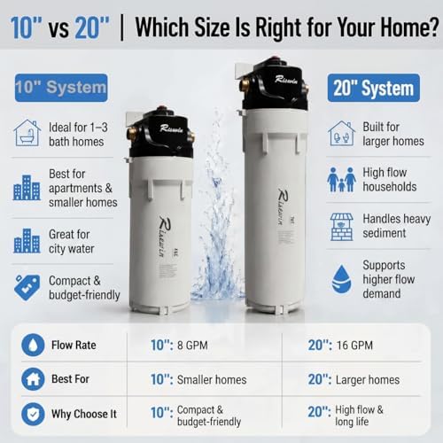 20'' Whole House Water Filter System with Bypass, 4 Modes, Freeze Proof, High Flow, Removes Iron, Sediment & Rust | Pre-Filtration System for Well Water & Large Houses (Single Stage, Black) - Image 4