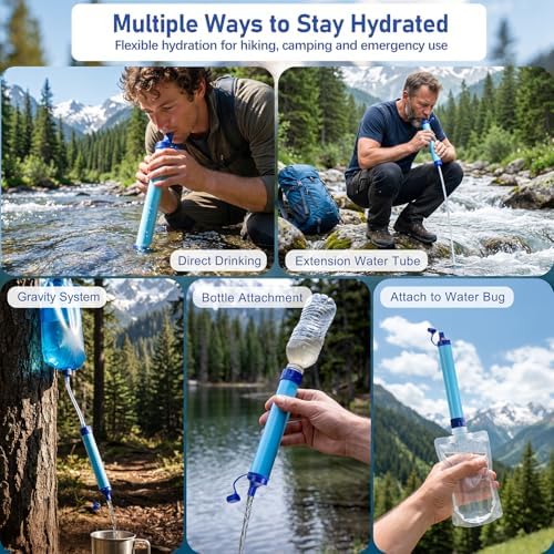 2 Pack Water Filter Straw, Long-Life Personal Purifier for Camping & Hiking - Image 5