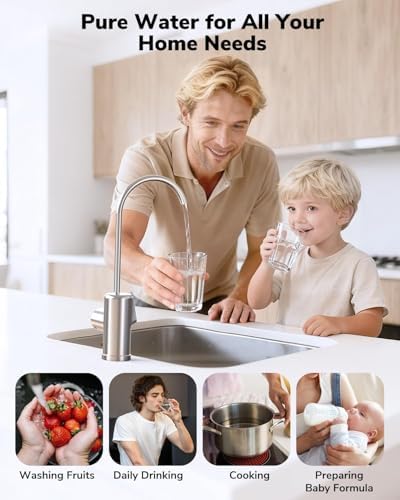 Ecoviva E8 800 GPD Reverse Osmosis Water Filter, 9-Stage Filtration RO System, Undersink Water Purifier, Reduces TDS, 2.5:1 Pure to Drain, Tankless, LED Smart Faucet - Image 6