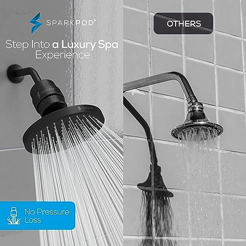 SparkPod Filtered Shower Head, 23-Stage, 8" Round, Black Matte - Image 4