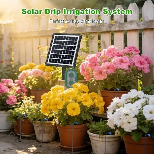 50FT Automatic Solar Drip Irrigation System, Solar Automatic Plant Waterer Kit, Supported 15 Pots, Indoor/Outdoor Irrigation Kit for Garden, Balcony & Patio Vacation Free - Image 2