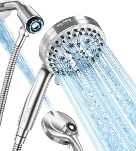 Handheld Shower Head High Pressure – Magnetic Holder,10 Spray Modes with Power Wash for Pets&Tile&Toilet, Filtered for Softer Skin & Shinier Hair, 1.8GPM, Stainless Steel Hose by HOME