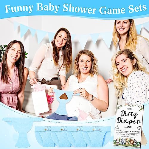 Roowest 51 Pcs Dirty Diaper Baby Shower Games, Animals Blue - Image 6