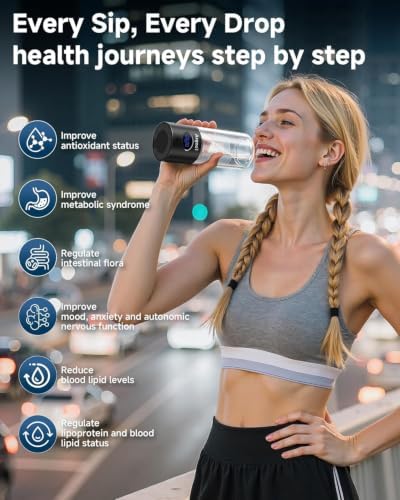 360ml Portable Hydrogen Water Bottle Generator with PEM-SPE Tech, Glass Exterior & Aluminum Shell, 5000 PPB in 8 Minutes, Health Care Gifts for Husband, Wife, Family, Friends, Travel (Black) - Image 2