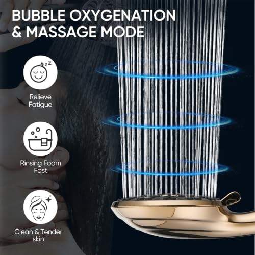 Cobbe 8-Setting Handheld Shower Head, Water-Saving Design, Gold - Image 5
