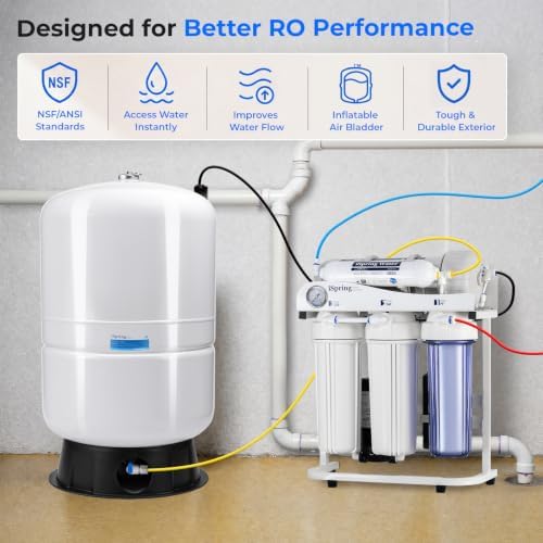iSpring 40 Gallon RO Tank, Pre-Pressurized Water Storage Tank for Reverse Osmosis RO Systems, Metal High Capacity RO Water Tank, Includes Tank Valve & Elbow, Model: T40M - Image 2