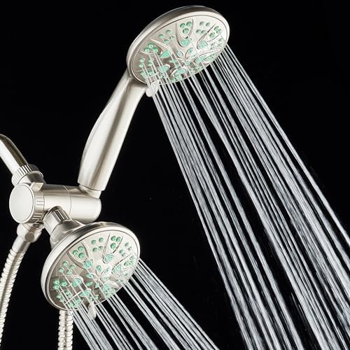 AquaDance Antimicrobial/Anti-Clog High-Pressure 30-setting Dual Head Combination Shower with Microban Nozzle Protection From Growth of Mold, Mildew & Bacteria for a Healthier Shower – Coral Green - Image 7