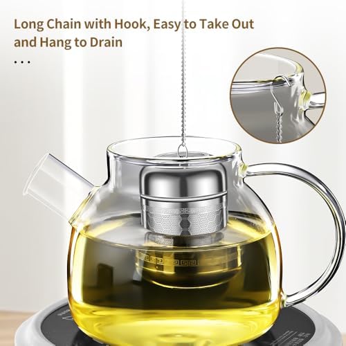 2 Pack Tea Infuser with Drip Tray, Extra Fine Mesh Tea Infusers for Loose Tea, 316 Stainless Steel Tea Strainer with Extended Chain Hook, Tea Steeper (2 Pack - Large) - Image 4